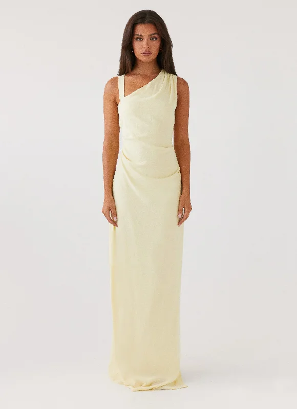 Evening DressDaffodil Charm Linen Maxi Dress - Sunflower Yellow