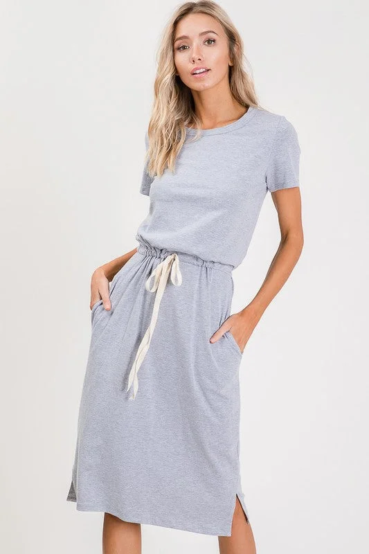 women's stylish dressesMelody Casual Midi Dress in Grey