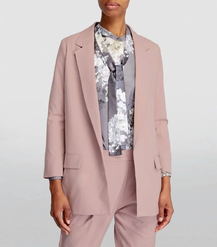 Aleida Long Sleeve Dusty Tri Blazer In Pink