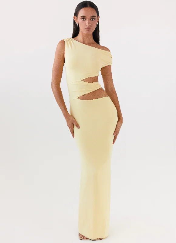 Chiffon DressMargot One Shoulder Maxi Dress - Yellow