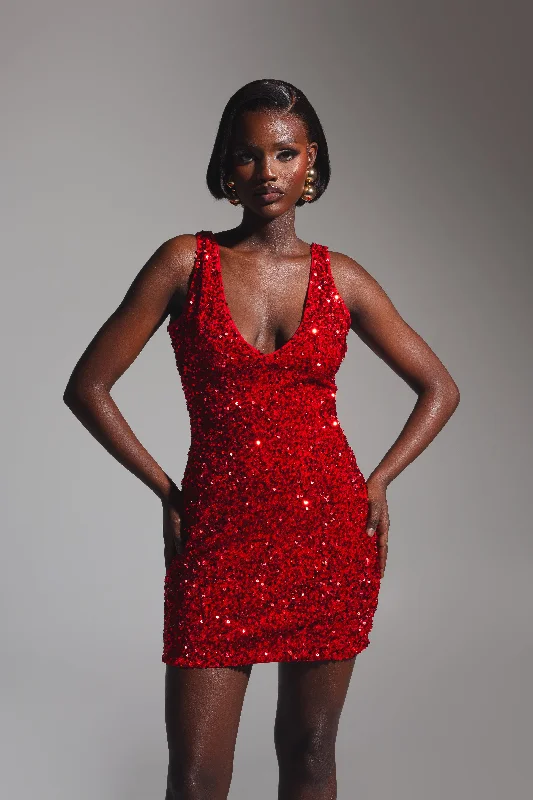 Prom DressLEILA Mini Sequin Dress in RUBY