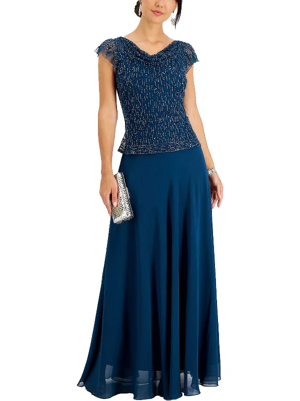 Spaghetti Strap DressWomens Beaded Maxi Evening Dress