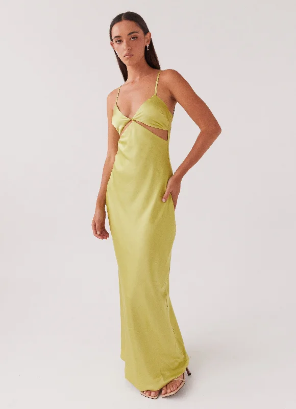 women's designer dressesRaylie Cut Out Maxi Dress - Chartreuse