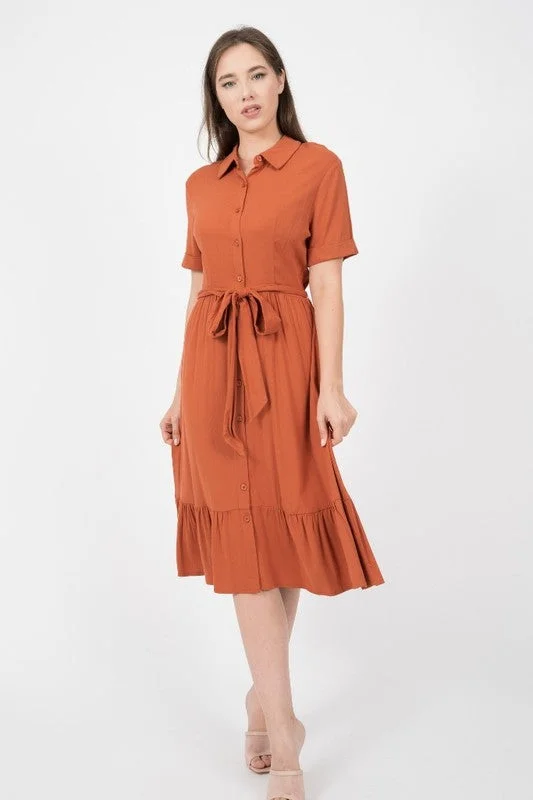 Mermaid DressJayda Midi Dress in Rust