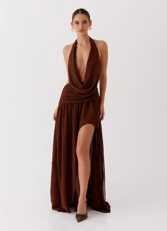 women's bell-sleeved dressesBlake Rose Maxi Dress - Brown