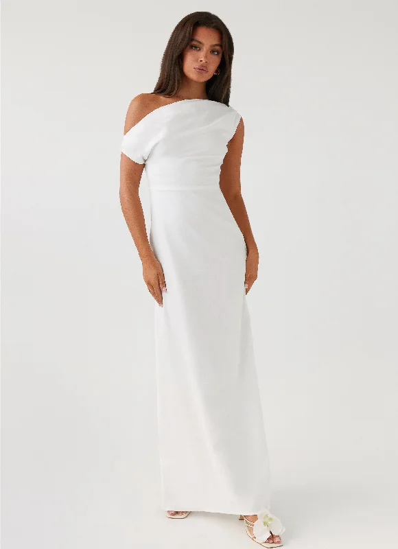 High-Low DressLady Love Linen Maxi Dress - White