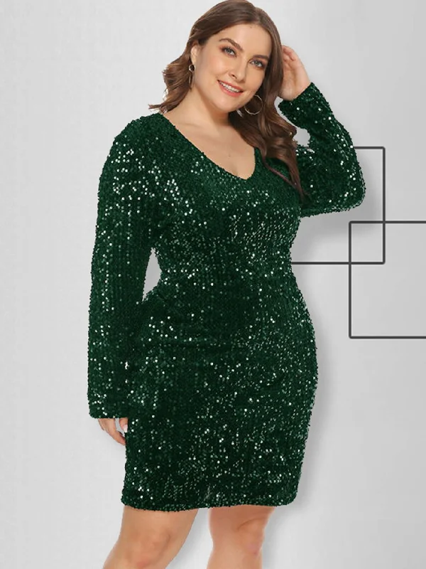 women's pastel dressesKittenAlarm - Plus Size Sequins Glitter Bodycon Dress