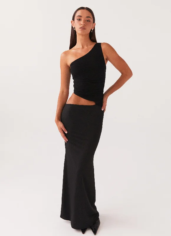 Jersey DressSeranella One Shoulder Maxi Dress - Black