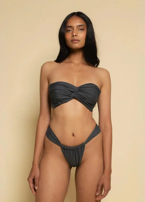 Kaftan Female SwimwearTurban Bikini Top Charcoal