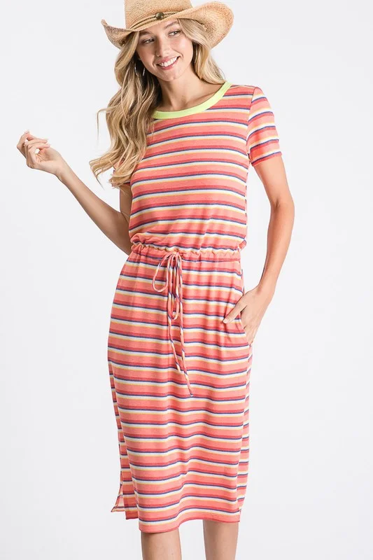 women's affordable dressesArya Knitted Midi Dress in Stripes