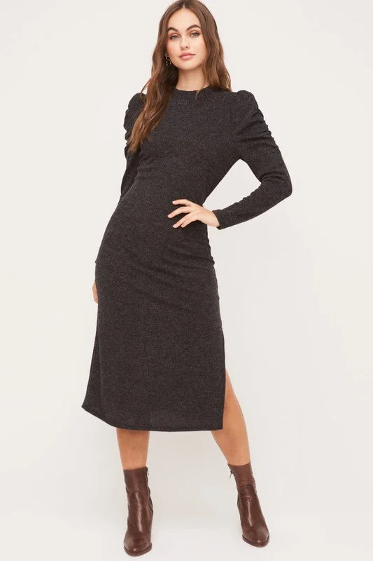 women's stretch dressesMolly Midi Dress in Dark Mélange