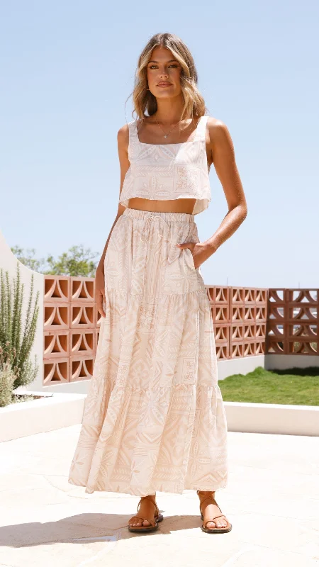 Jasmine Maxi Skirt - Beige Summer