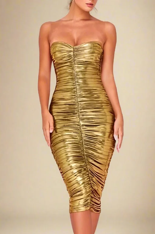 Petite DressTerese Bodycon Wrap Dress - Gold