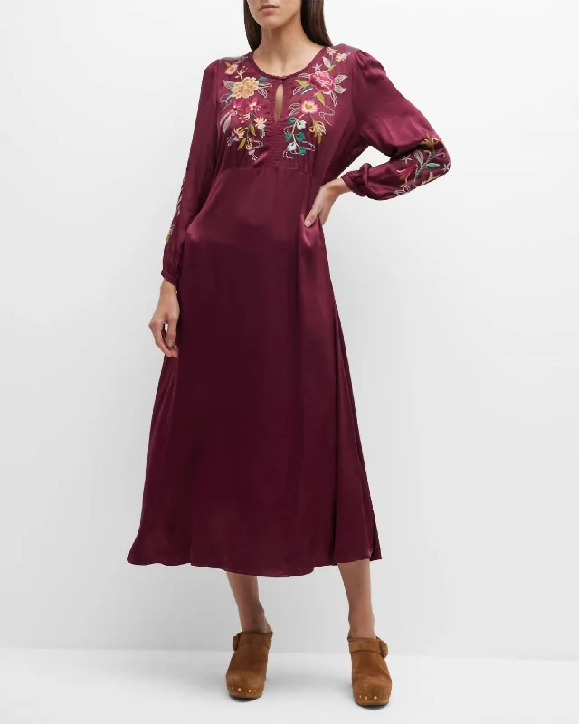 women's cotton dressesLani Effortless Maxi Dress in Windsor Wine