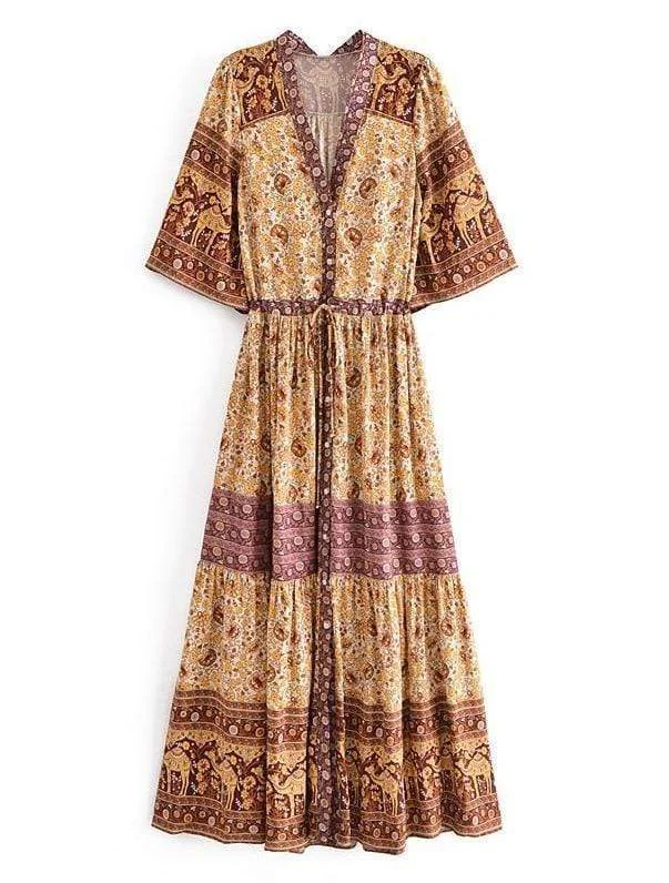 Cheetah Print DressANTIGUA Midi Dress - Brown