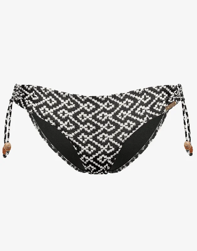 Sustainable Female SwimwearEthno Craft Tie Side Bikini Pant - Black Canvas