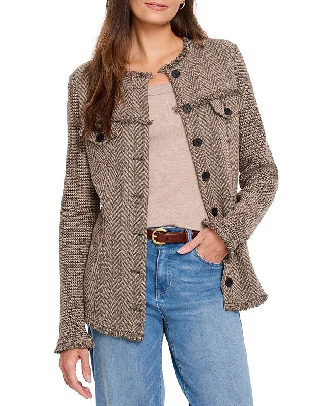 NIC+ZOE Utility Fringe Mix Knit Jacket