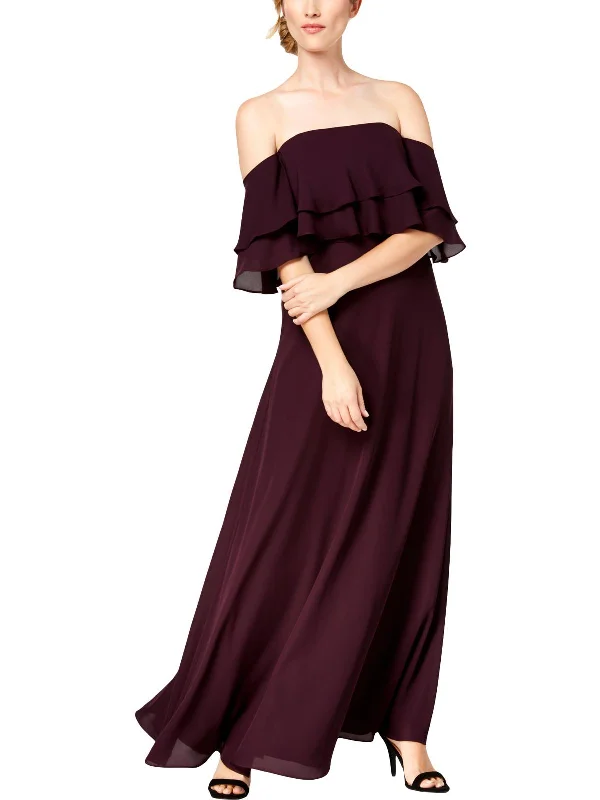 Trumpet DressWomens Off-The-Shoulder Flounce Maxi Dress