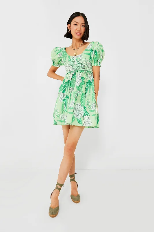 women's lace dressesDew Drop Floral Green Mini Dress