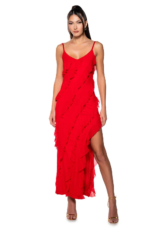 women's bespoke dressesDREAM GIRL RUFFLE MAXI DRESS