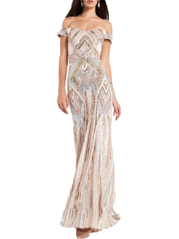 Wrap DressWomens Sequined Maxi Evening Dress