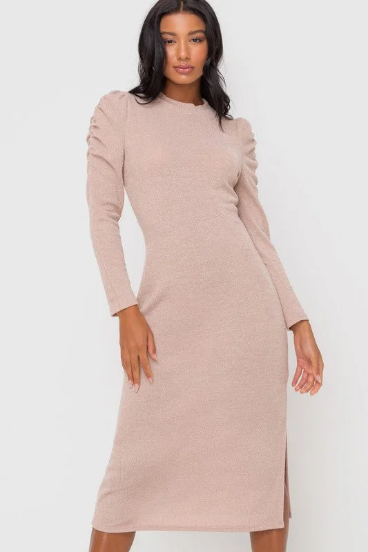 women's petite dressesMolly Midi Dress in Beige