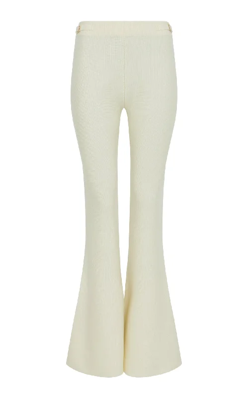 women's zipper pantsAyala Flare Cropped Knit Pant in Ivory Merino Wool Cashmere