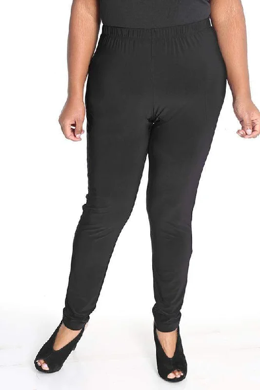 women's patterned pantsVikki Vi Jersey Black Slim Leg Pant