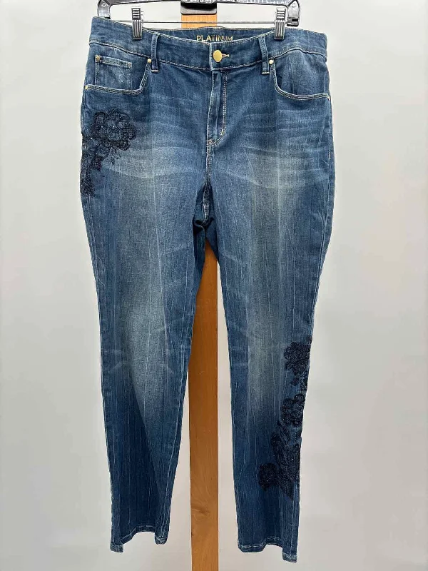 women's breathable pantsChico's Women's Size 10 Blue Lace Jeans