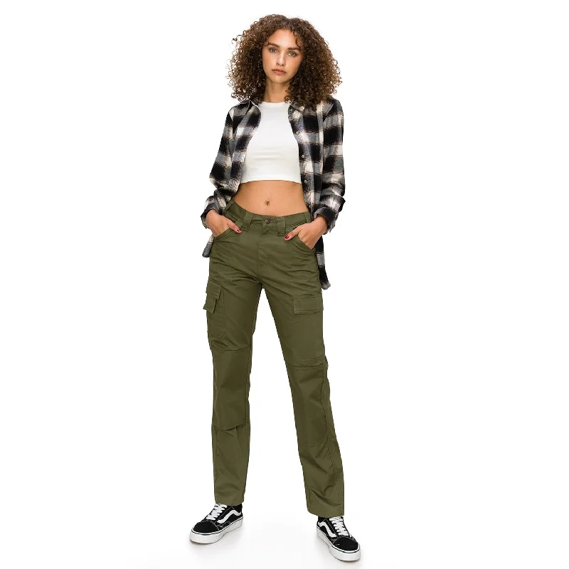 women's cashmere pantsHigh Rise Slim Fit Cargo Work Pants - Olive