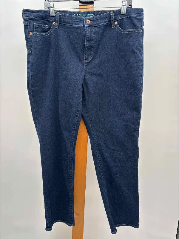 women's classic pantsaLands End Women's Size 18 Blue Solid Jeans