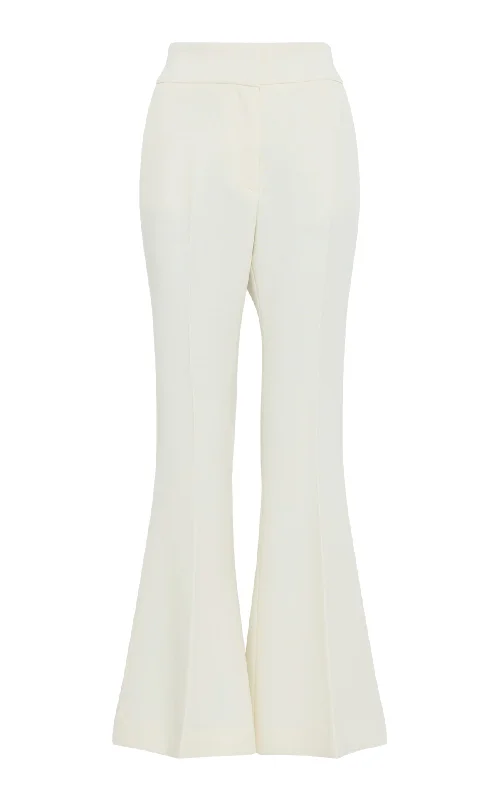 women's satin pantsMarsh Flare Cropped Pant in Ivory Wool Crepe