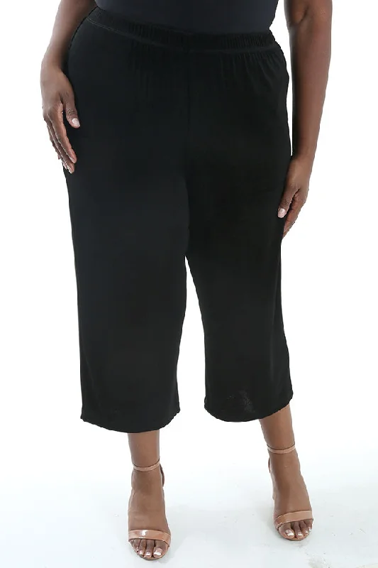 women's wide-leg pantsVikki Vi Classic Black Crop Pant