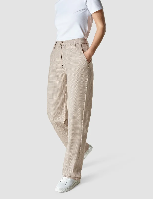 women's striped pantsEssential Pants Straight Toffee Check