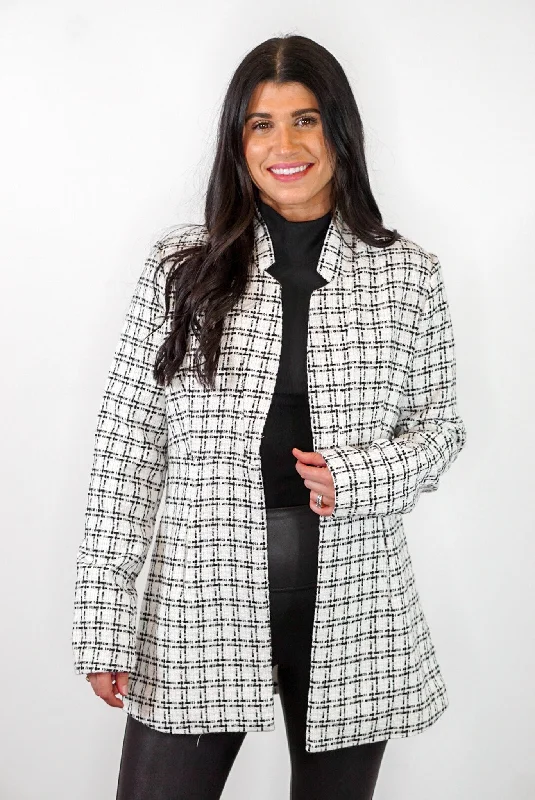 Zip-Up DressBlack Plaid Off White Blazer