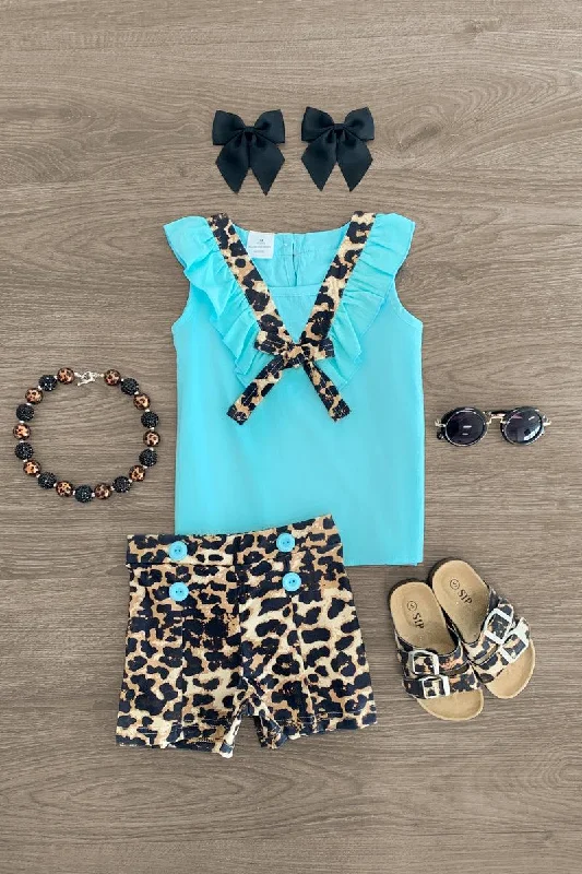 Pastel DressMint & Cheetah High-Waisted Short Set