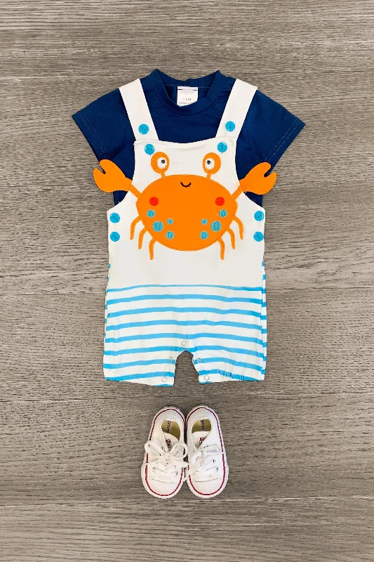 Asymmetric DressHappy Crab Striped Overall Romper Set