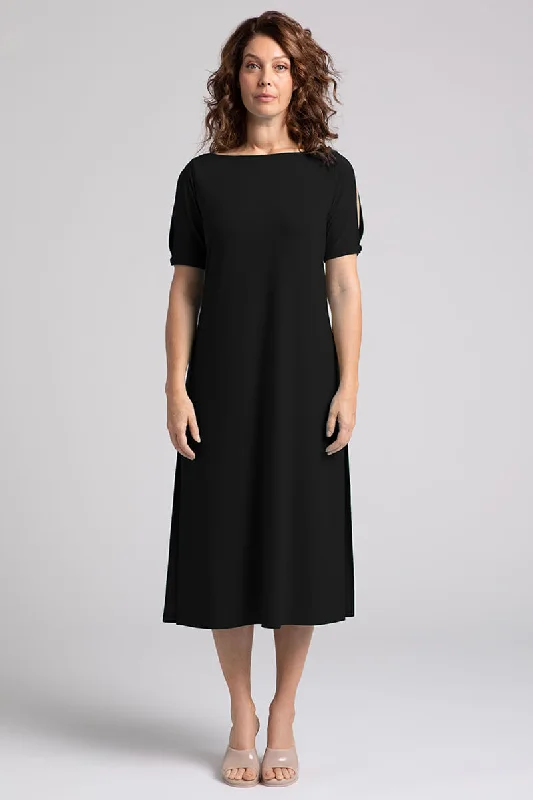 Skater DressBoat Neck T-Shirt Dress | Black