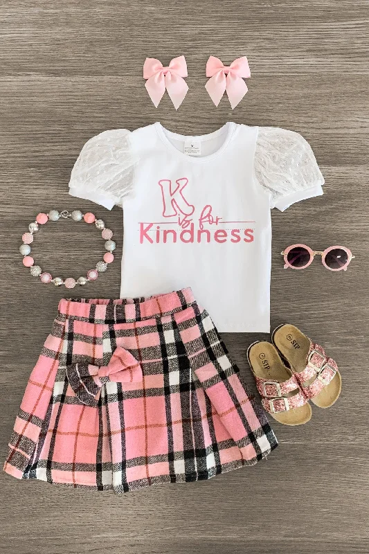 Statement Dress"K Is For Kindness" Pink Flannel Skirt Set