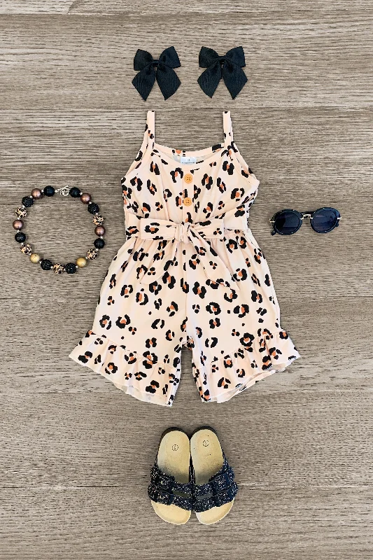 women's luxury dressesLight Tan Leopard Tank Romper