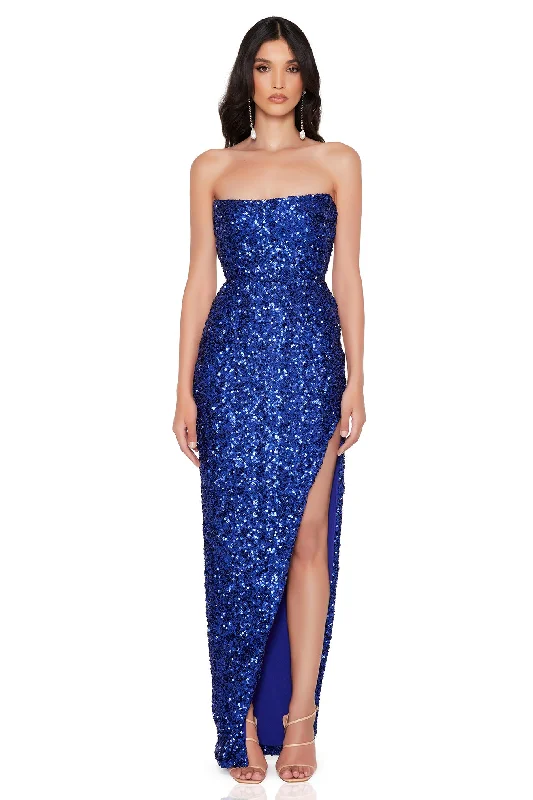 women's statement dressesNookie Revel Strapless Gown - Sapphire