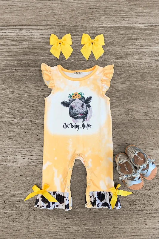 Glitter Dress"Not Today Heifer" Yellow Romper