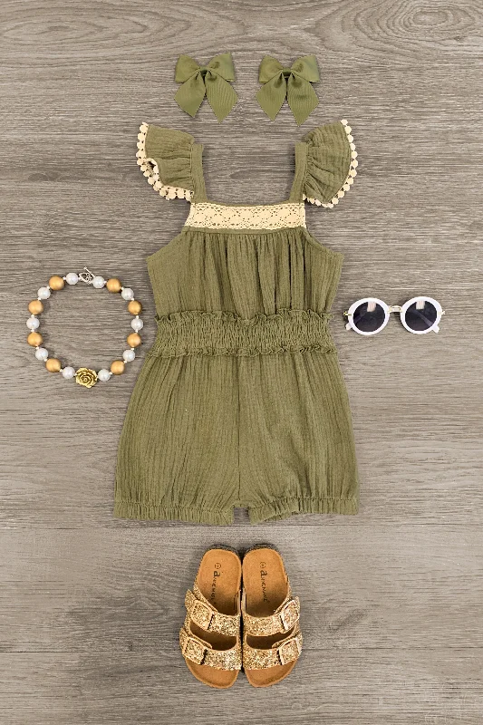 Metallic DressOlive & Lace Tank Sleeve Romper