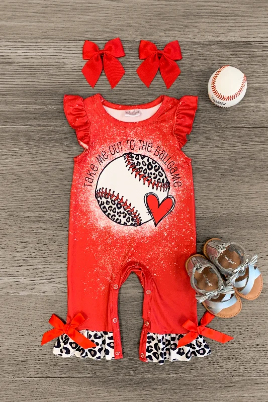 Cold-Shoulder Dress"Take Me Out To The Ballgame" Red Romper