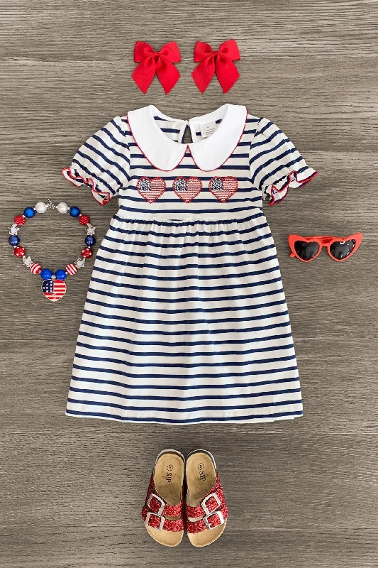 Wrap DressStriped Sequin Heart Collar Dress