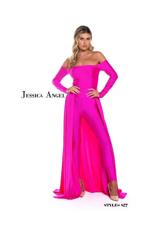 women's jumpsuits for bohemian chicJessica Angel Long Off Shoulder Formal Jumpsuit 877