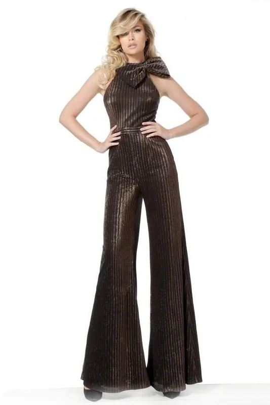 women's jumpsuits with high necksJovani 2689 Halter Flared Formal Jumpsuit