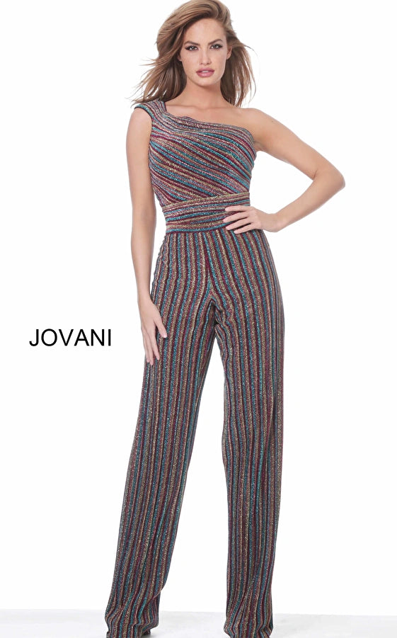 women's jumpsuits for formal eventsJovani M03528 Long Formal One Shoulder Jumpsuit