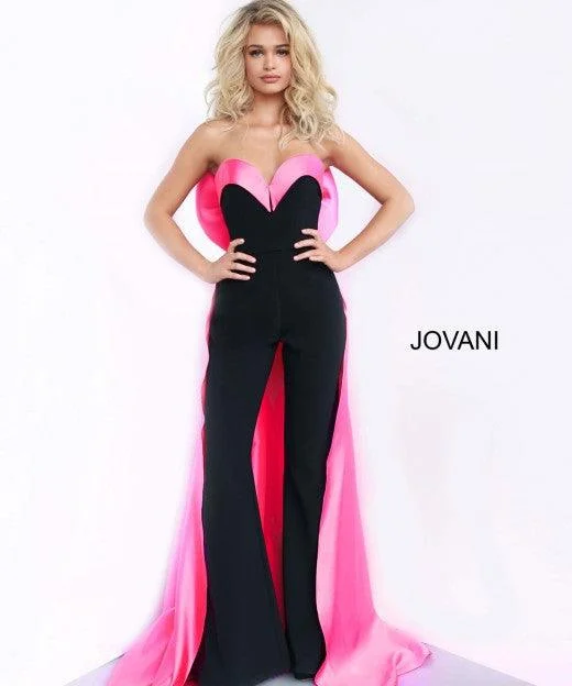 women's jumpsuits for gym sessionsJovani 8008 Prom Long Strapless Formal Jumpsuit