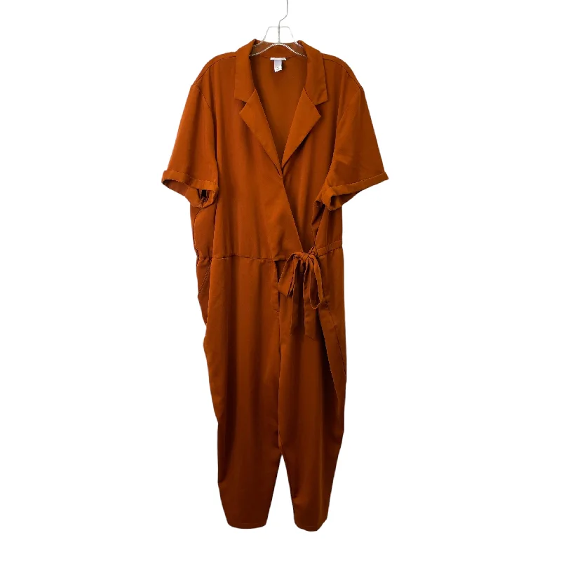 women's jumpsuits with spaghetti strapsJumpsuit By Ava & Viv In Orange, Size:3X